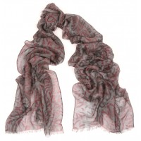 Abstract Print 2 Charcoal & Red Scarf